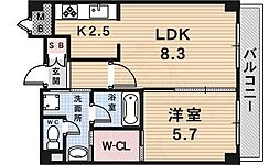 アウローラ武庫之荘 1LDKの間取図画像