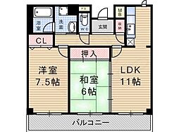 アミスター武庫之荘 2LDKの間取図画像