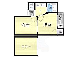 プチシャトー宮之阪 2Kの間取図画像