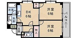 ヒルサイドテラス 2DKの間取図画像