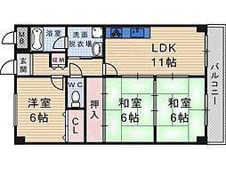 ウィステリア武庫之荘 3LDKの間取図画像