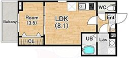ジーメゾン立花レヴリア 1LDKの間取図画像