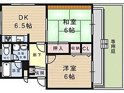 青葉ハイツ 2DKの間取図画像
