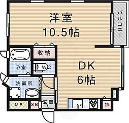 レジデンスエスタ 1DKの間取図画像