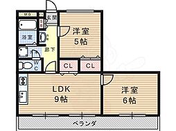 ラ・ピース栗山 2LDKの間取図画像