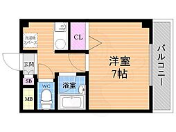 サウザンド塚口 1Kの間取図画像