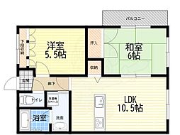 ブラン南塚口 2LDKの間取図画像