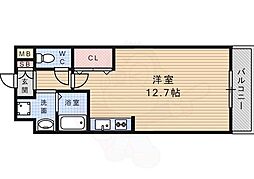 メルベーユ立花 1Kの間取図画像