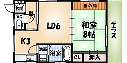 井上ハイツ 1LDKの間取図画像