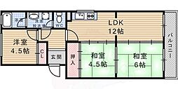 ティアラ武庫川パート2 3LDKの間取図画像