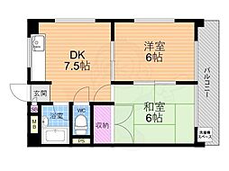 ジョイ武庫之荘 2DKの間取図画像