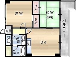 アビタ・コア1棟 2DKの間取図画像