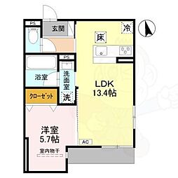 尼崎市南武庫之荘3丁目アパート 1LDKの間取図画像