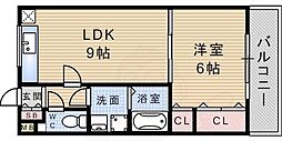 ラ・シャンテ武庫之荘 1LDKの間取図画像