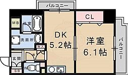 パルステージ武庫之荘 1DKの間取図画像