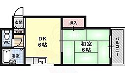ハイム中島 1DKの間取図画像