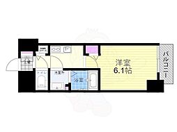 プレサンス塚本駅前 2階1Kの間取り