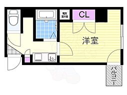 ユニテック十三 1階1Kの間取り