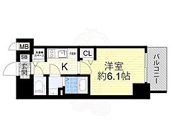 プレサンス塚本駅前 15階1Kの間取り
