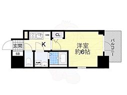 エスリードレジデンス大阪ウエストコート 4階1Kの間取り