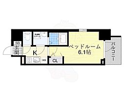 阪急宝塚本線 十三駅 徒歩4分の賃貸マンション 6階1Kの間取り