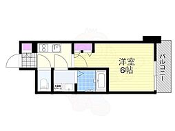 ワールドアイ大阪West Gate 10階1Kの間取り