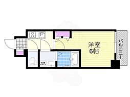 ワールドアイ大阪West Gate 6階1Kの間取り