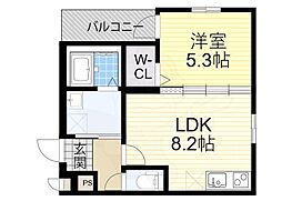 フジパレス十三イースト 3階1LDKの間取り