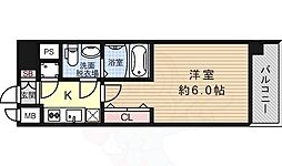 エスリード大阪シティグランツ 5階1Kの間取り