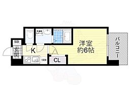 エスリードレジデンス大阪WEST 3階1Kの間取り