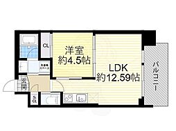 プレジオ塚本ASIAN 1LDKの間取図画像