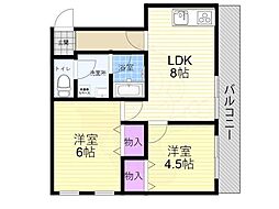 ゴールドクレスト塚本 2LDKの間取図画像
