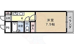 ノルデンハイム新北野 1Kの間取図画像