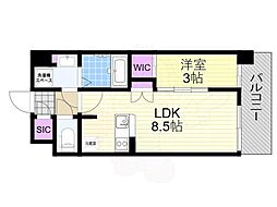アーバンパーク御幣島 1LDKの間取図画像