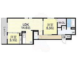 大阪市淀川区三津屋南2丁目マンション 2LDKの間取図画像