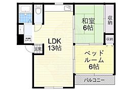 アブニール 2LDKの間取図画像