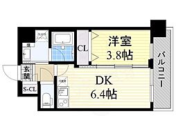 ディームス御幣島 1DKの間取図画像