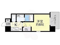 エスリードレジデンスオオサカウエスト 1Kの間取図画像