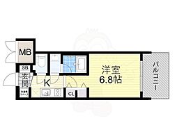 プレサン神崎川FINEBLESS 1Kの間取図画像