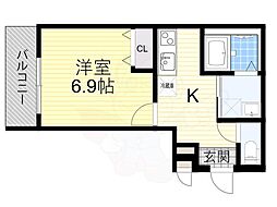 フジパレス出来島2番館 1Kの間取図画像
