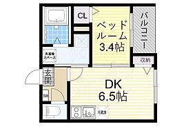 大阪市西淀川区姫島5丁目アパート 1DKの間取図画像