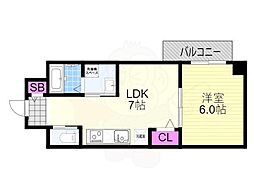 Mv.imp大阪塚本 1LDKの間取図画像