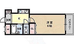 アルカン弐番館 1Kの間取図画像