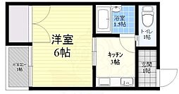 サンシャイン東住吉A棟 1Kの間取図画像