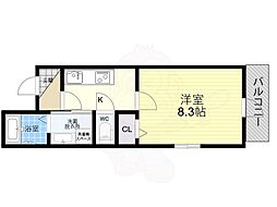 F　Normalis　SEAM 2階1DKの間取り