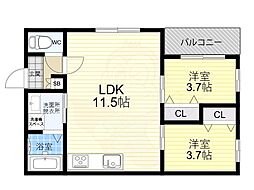 GIRAFFEHIRANOKIRE 2LDKの間取図画像