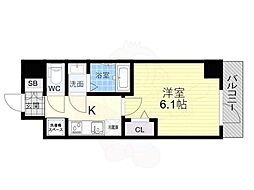スプランディッド天王寺パークサイド 1Kの間取図画像