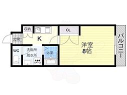 ビガーポリス118東田辺 1Kの間取図画像