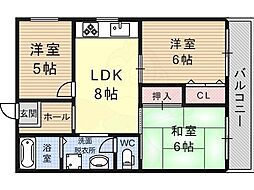 永田マンション 3LDKの間取図画像
