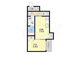 クリエオーレ照ヶ丘2 1LDKの間取図画像